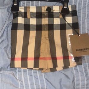 Burberry Beige and Black Plaid Shorts